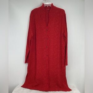 Tianello Textured Fringe Boho Duster Jacket Dress Career Artsy Size Small